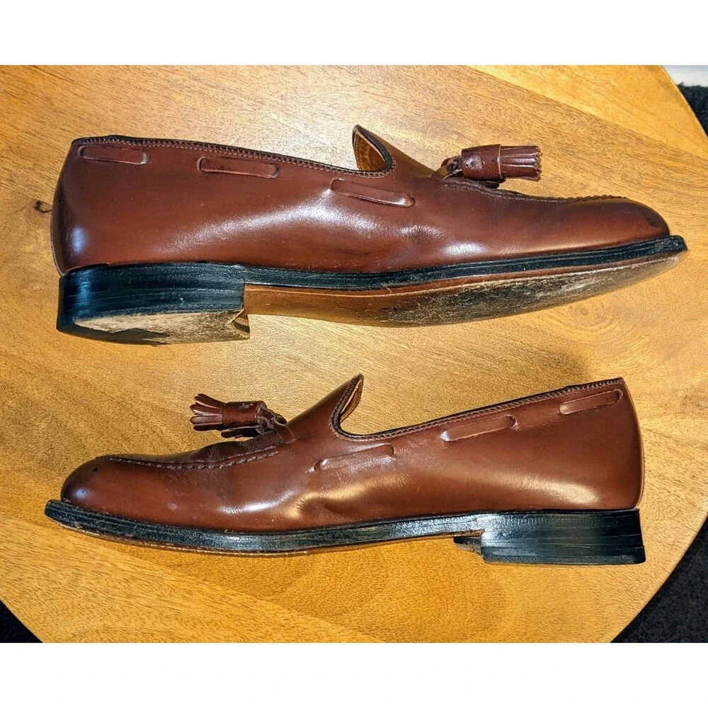 Alden New England Men's 8.5 B/D 560 Tassel Brown Loafers Calfskin Dress Shoes